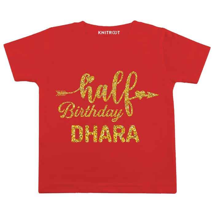 Half Birthday Glitter Theme T-shirt (Red)