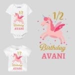 Half Birthday Unicorn Design Baby Outfit