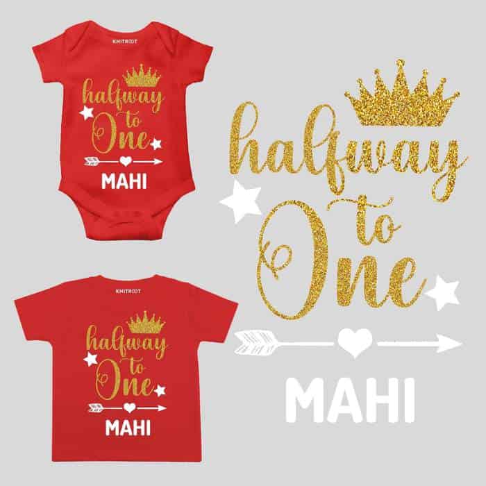 Half Way to One Glitter Baby Outfit 6 month old baby girl outfits