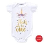 Halfway to One Unicorn Baby Outfit