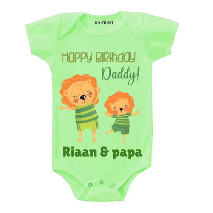 Happy Birthday Daddy! Lion Theme Onesie (Green)
