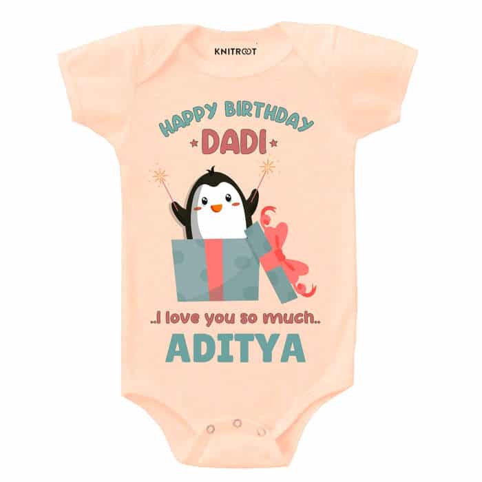 Happy Birthday Dadi I Love You So Much Onesie (Peach)