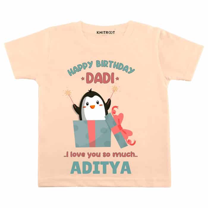 Happy Birthday Dadi I Love You So Much Tshirt (Peach)