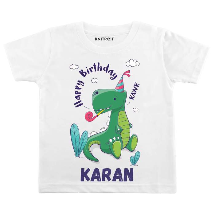 Happy Birthday Dinosaur Design T-Shirt