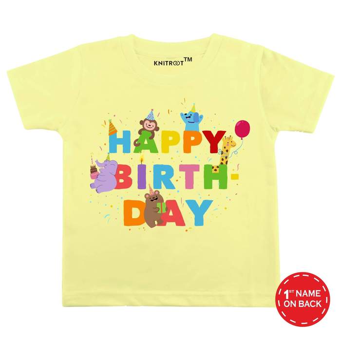 Happy Birthday Party Design T-Shirt (Yellow)