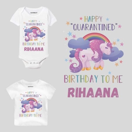 Happy Quarantine Birthday to Me Unicorn Baby Outfit