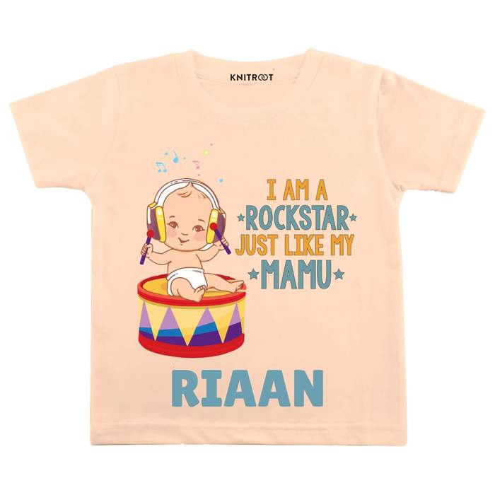 I Am A Rockstar Just Like My Mamu T-shirt (Peach)