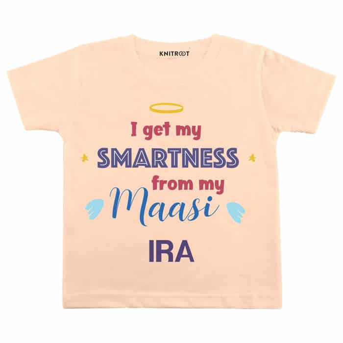 I Get My Smartness From My Maasi Tshirt (Peach)