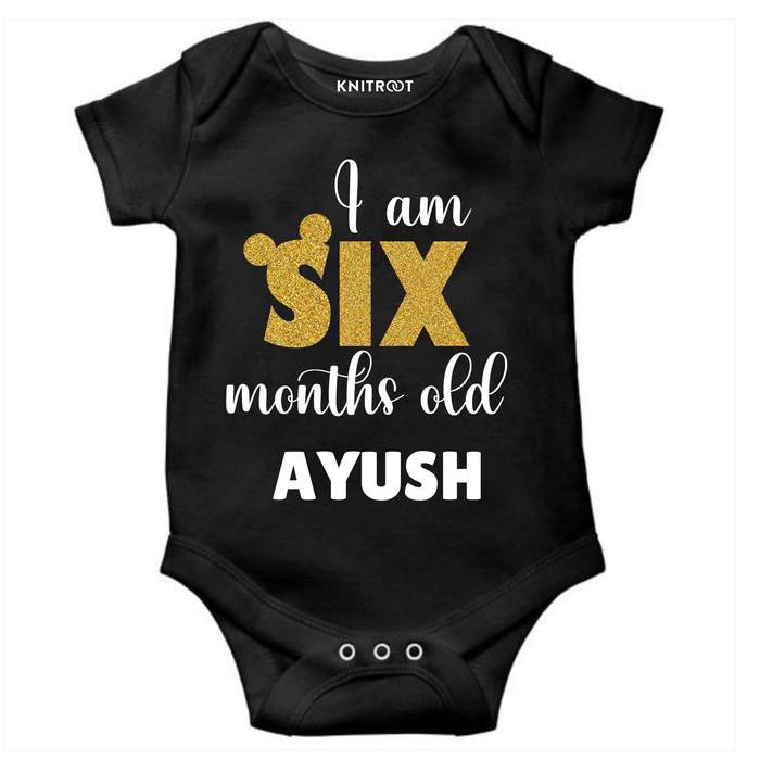 I am 6 Months Old Onesie (Black)