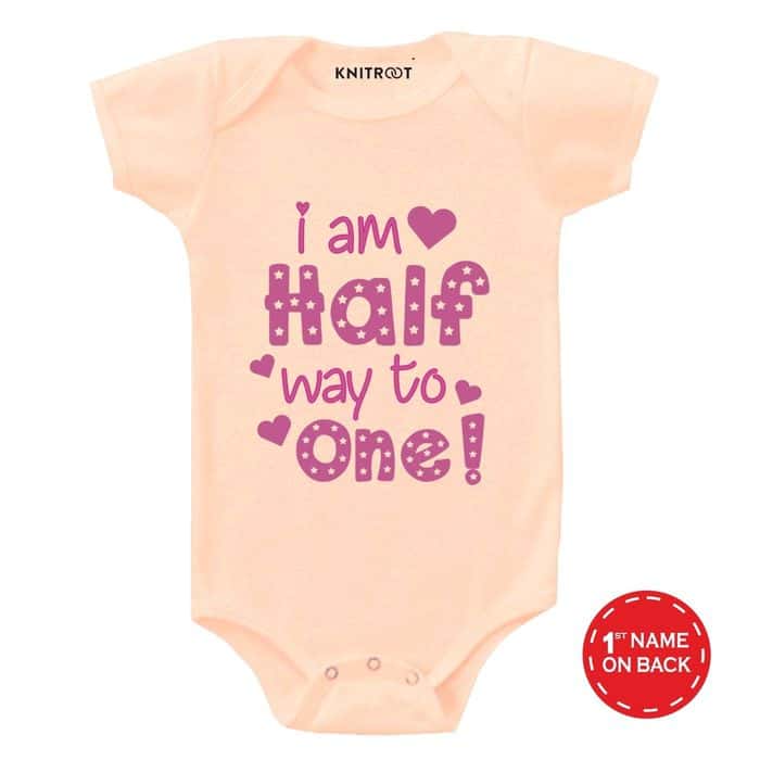 I am Half Way To One! Onesie (Peach)