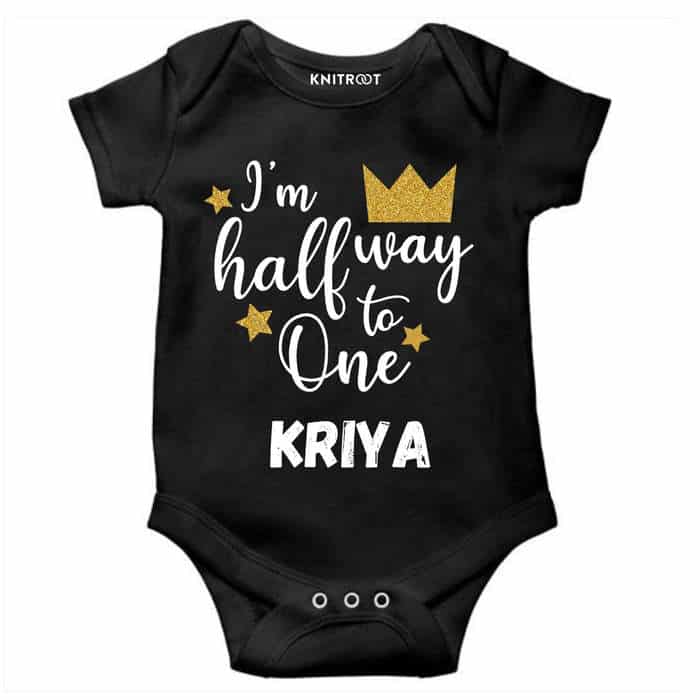 I'm Halfway to One Glitter Onesie (Black)
