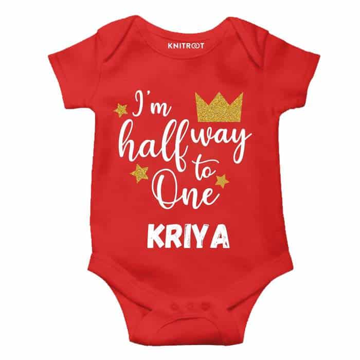 I'm Halfway to One Glitter Onesie (Red)