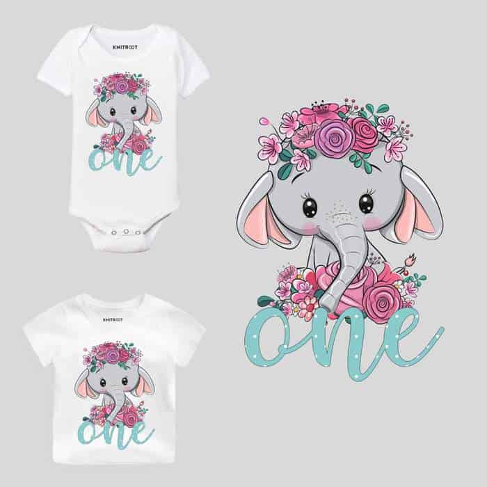 I'm One Elephant Design Baby Wear customized baby boy first birthday outfit