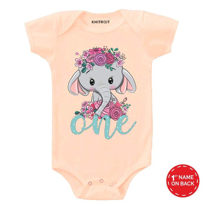I'm One Elephant Design Onesie (Peach)