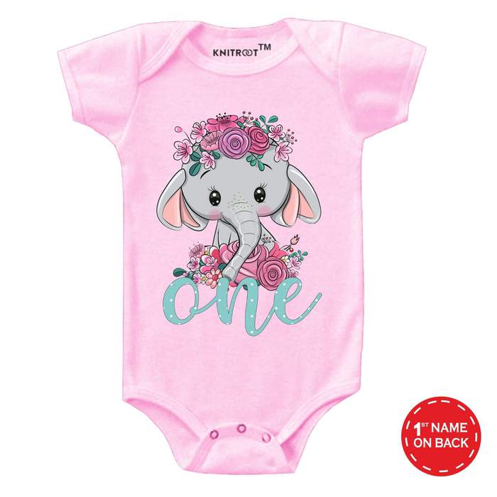 I'm One Elephant Design Onesie (Pink)