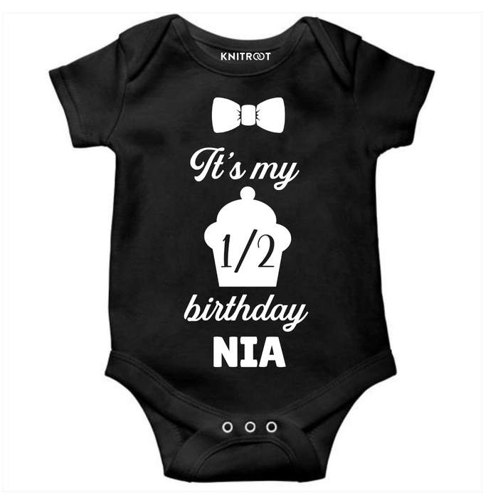 It's My Half Birthday Cake Onesie (Black)