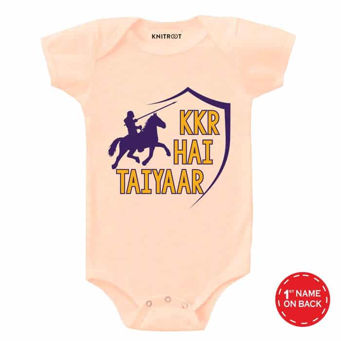 KKR hai tayyar stated baby onesie by knitroot