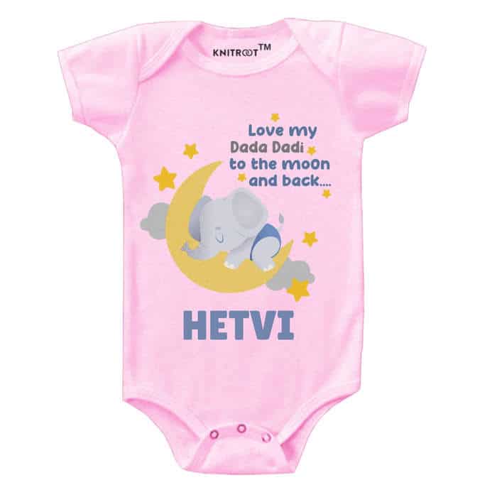 Love My Dada Dadi To The Moon And Back... Onesie (Pink)