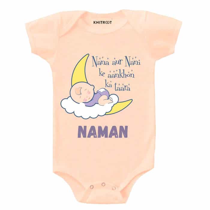Nana aur Nani Ke Aankhon Ka taara Onesie (Peach)