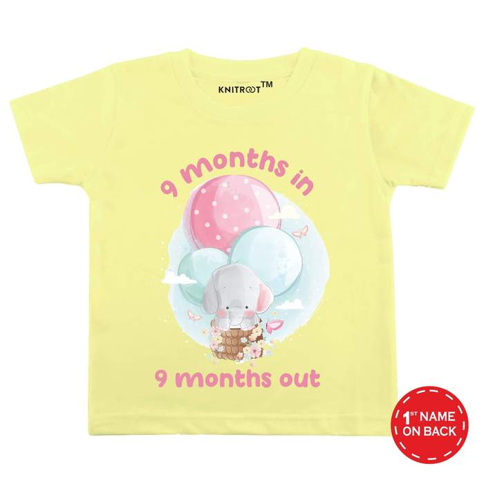 Nine Month Cute Elephant Theme T-shirt (Yellow)