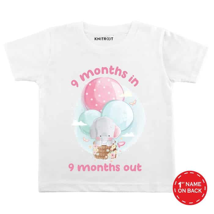 Nine Month Cute Elephant Theme T-shirt