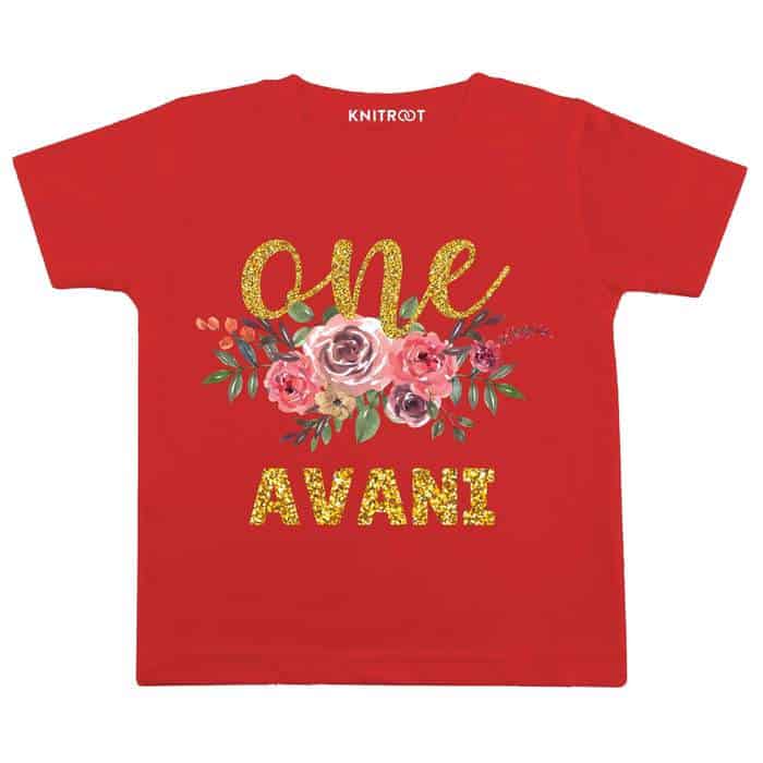 One Flower Glitter T-Shirt (Red) glitter clothes