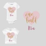 One Half Heart Design Baby Outfit