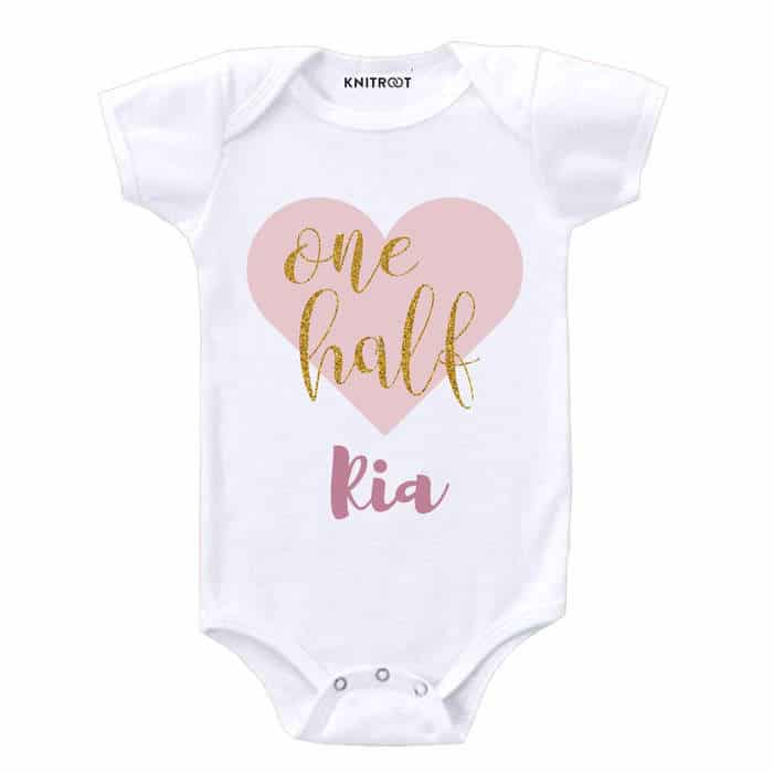 One Half Heart Design Onesie