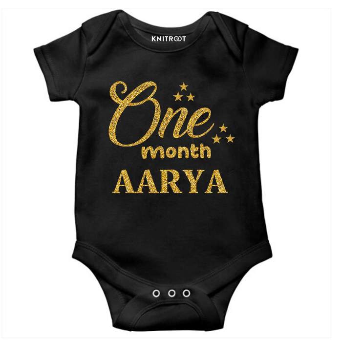 One Month Glitter Theme Onesie (Black)
