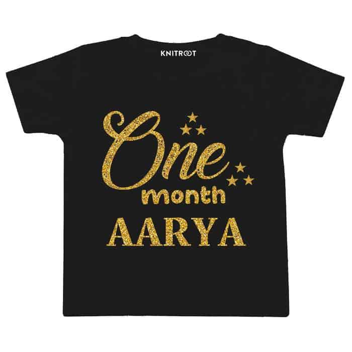 One Month Glitter Theme T-shirt (Black)