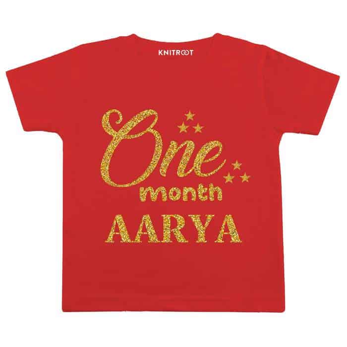 One Month Glitter Theme T-shirt (Red)