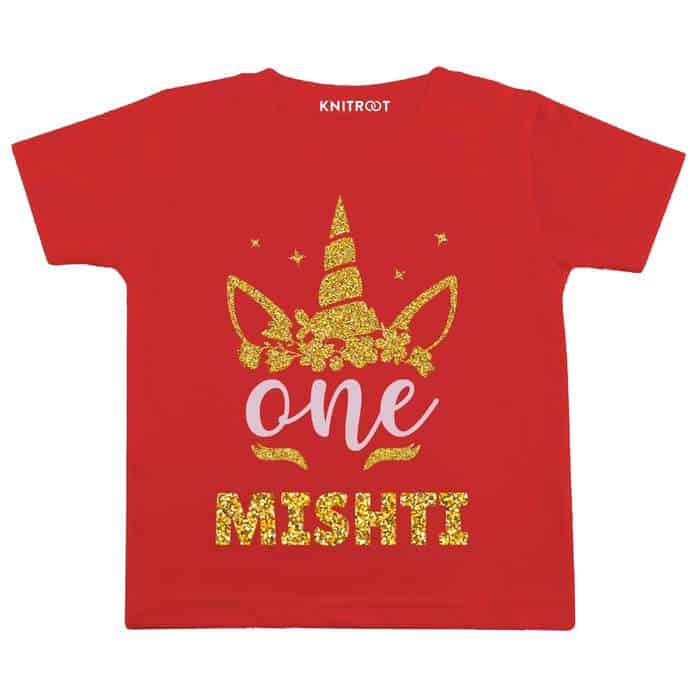 One Month Unicorn T-shirt (Red)
