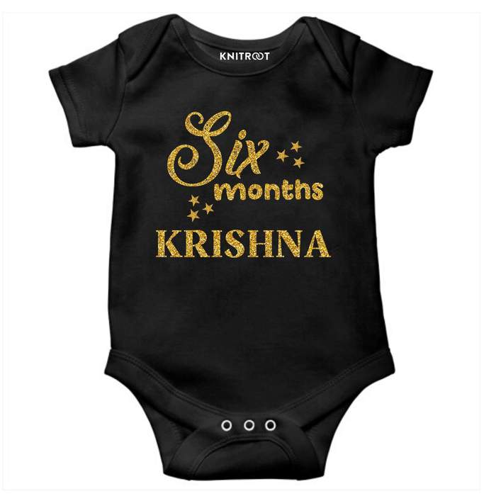 Six Month Glitter Theme Onesie (Black)