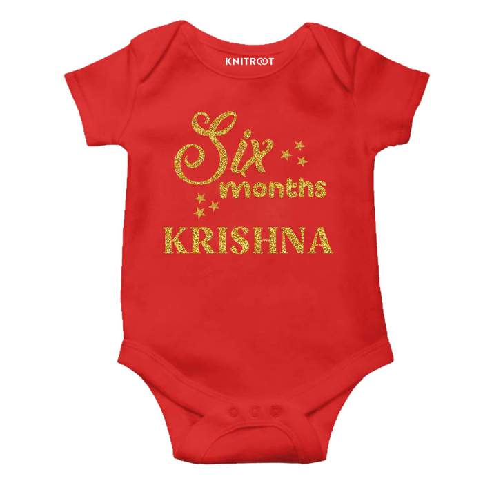 Six Month Glitter Theme Onesie (Red)