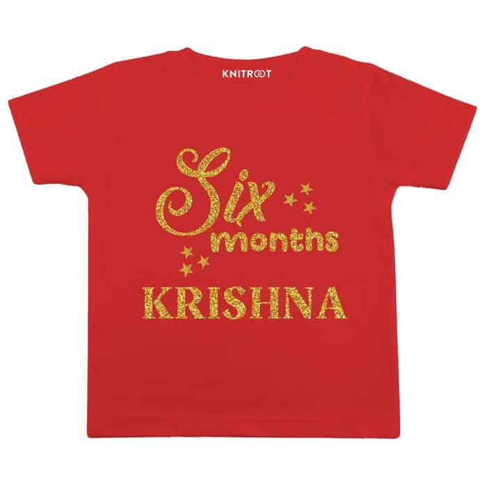 Six Month Glitter Theme T-shirt (Red)