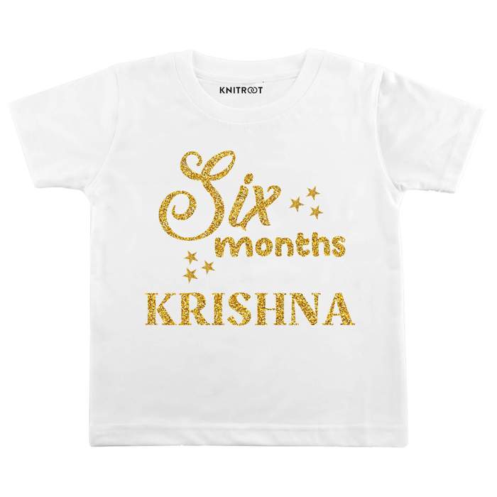 Six Month Glitter Theme T-shirt