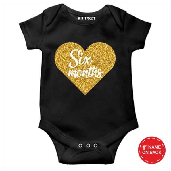 Six Month Heart Onesie (Black)