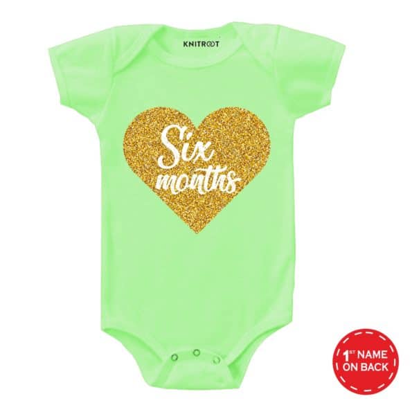Six Month Heart Onesie (Green)