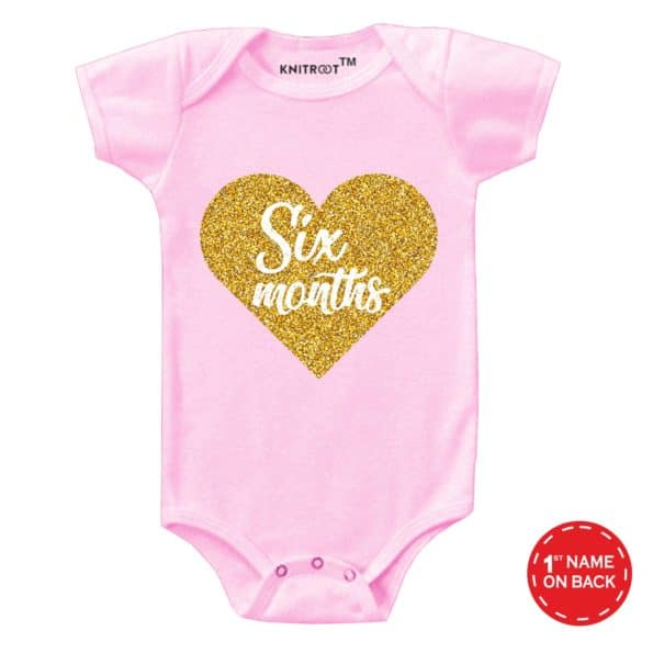 Six Month Heart Onesie (Pink)
