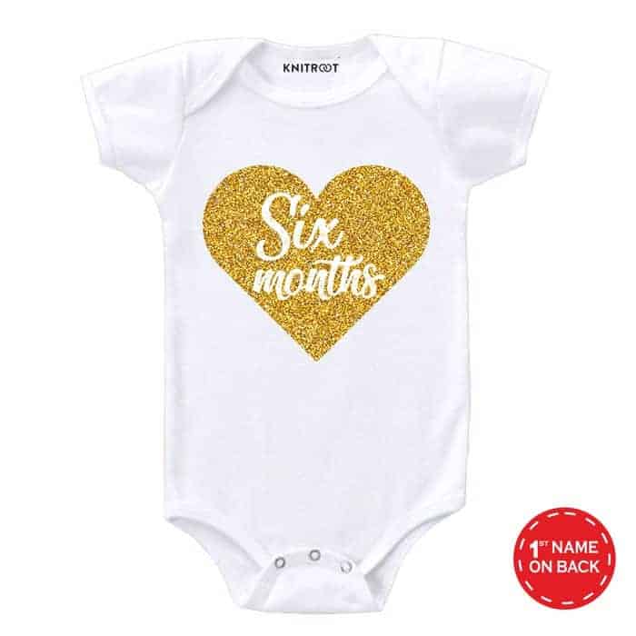 Six Month Heart Onesie