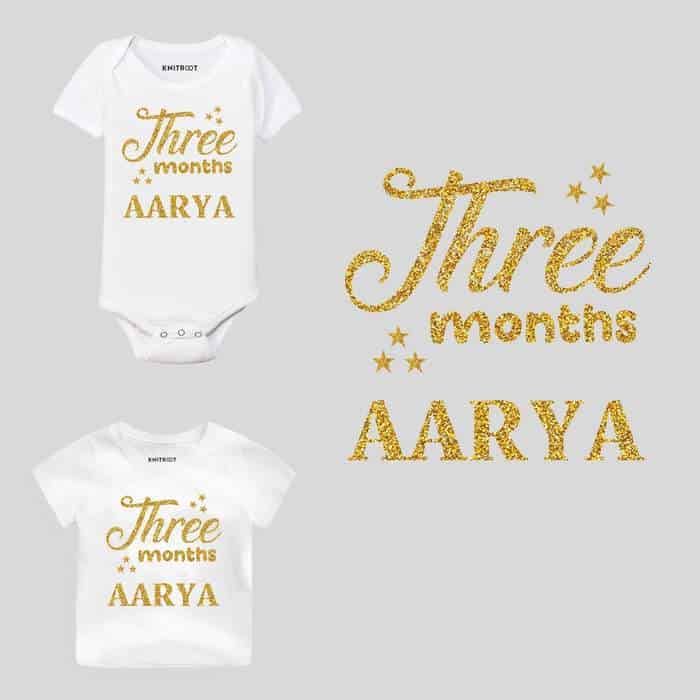 Three Month Glitter Theme Baby Wear happy 3 months birthday