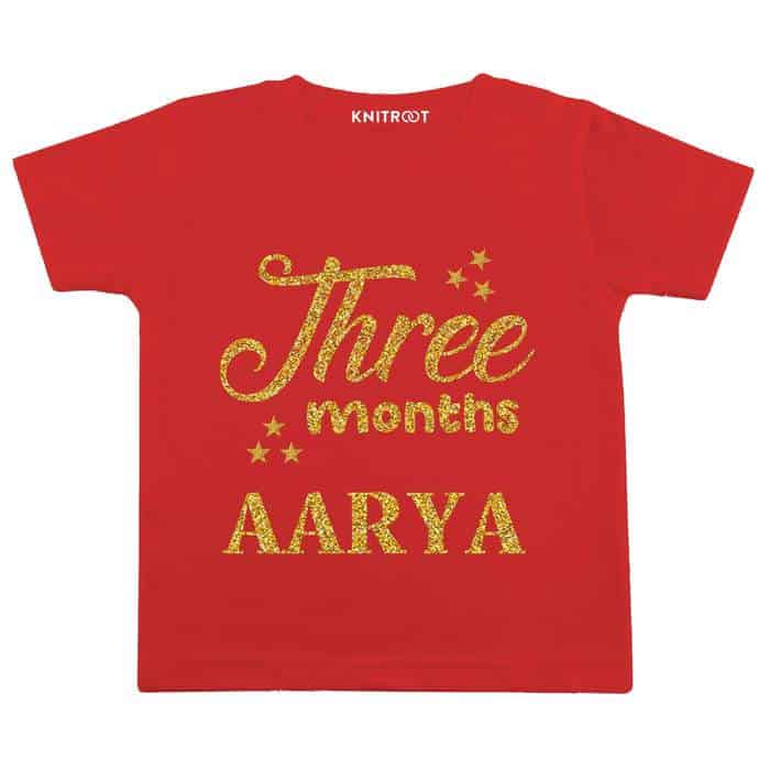 Three Month Glitter Theme T-shirt (Red)