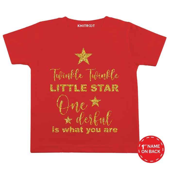 Twinkle Twinkle Little Star One Derful T-Shirt (Red)