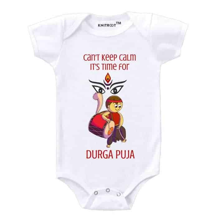 durga-pooja-baby-onesie-white-knitroot