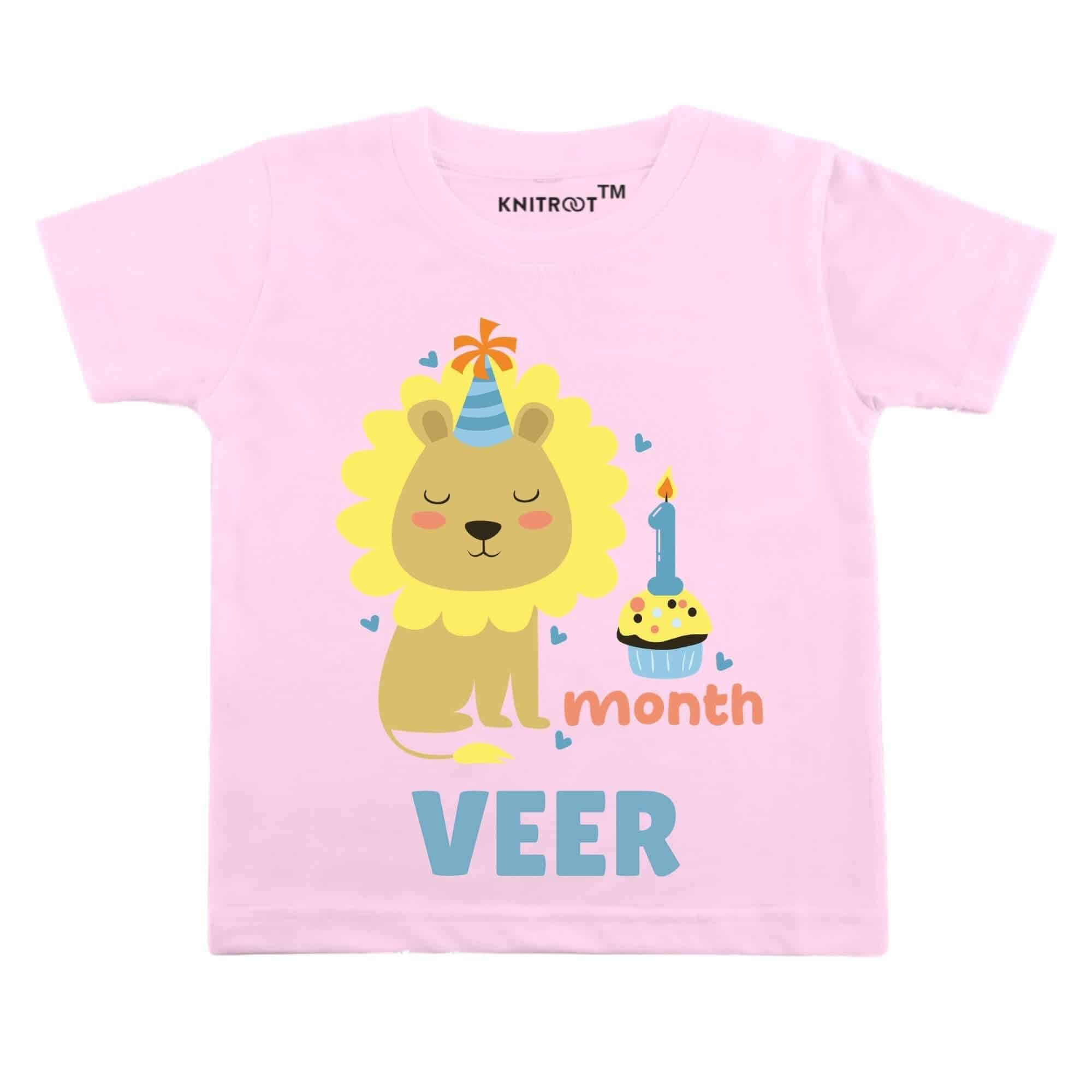 1 Month Lion T-shirt (Pink)