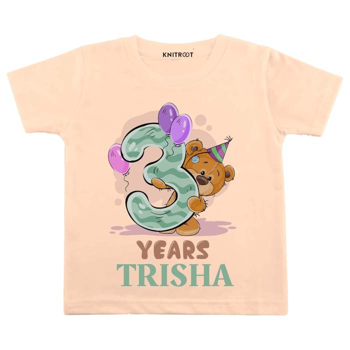 3 Years Teddy Theme TEES (Peach)
