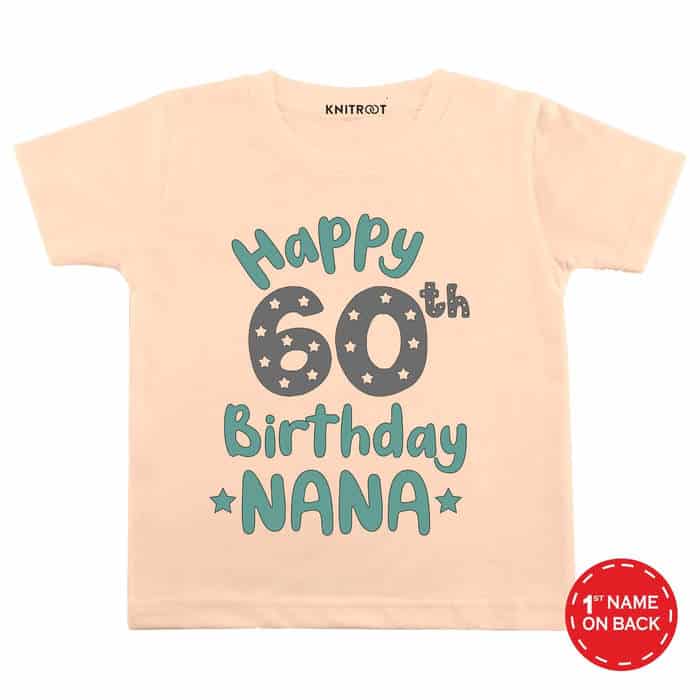 Happy 60th Birthday Nana T-shirt (Peach)