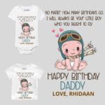 Happy Birthday Daddy Flying Boy Baby Wear
