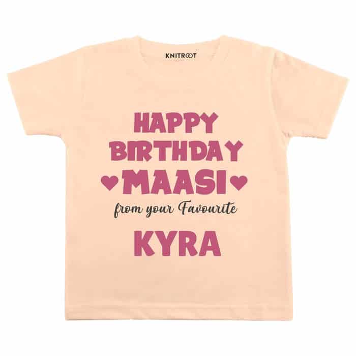 Happy Birthday Maasi From Your Favourite T-shirt (Peach)