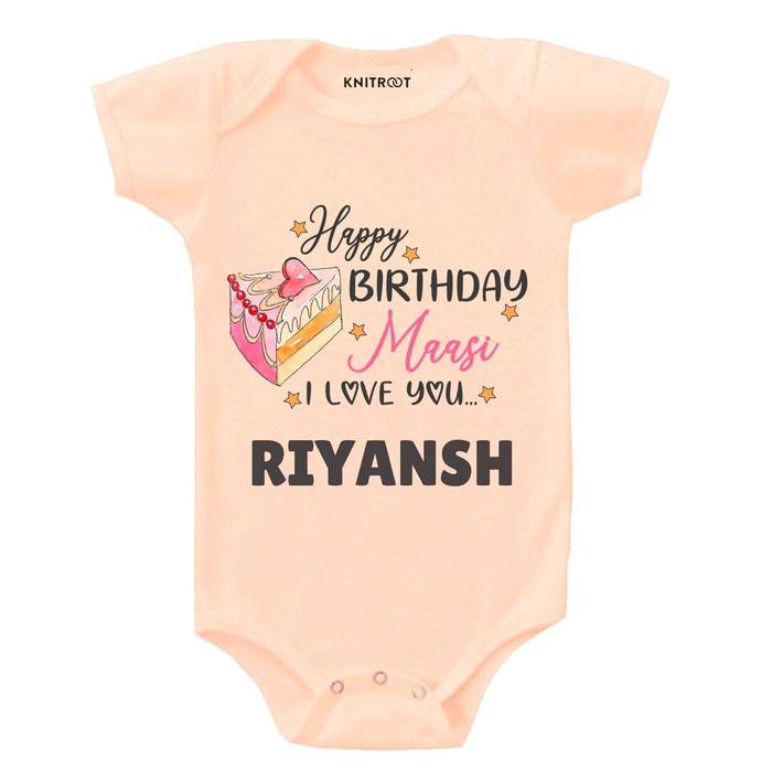Happy Birthday Maasi I Love You Onesie (Peach)